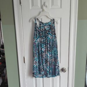 Blue and Black Patterned Halter Dress
